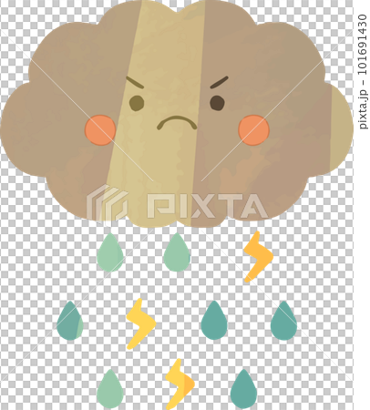 Rain cloud thunder rain vector illustration material Rain cloud thunder rain vector illustration material 101691430