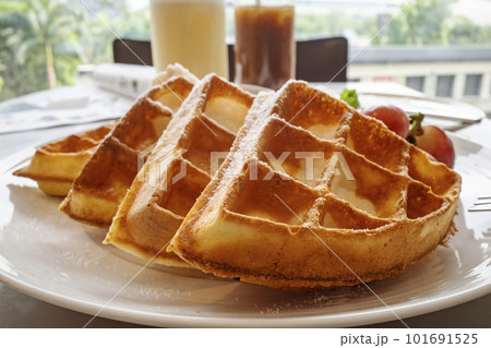 Close up of waffle pancake Close up of waffle pancake 101691525