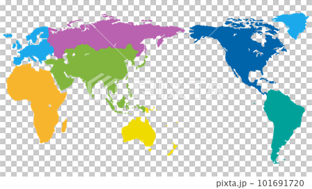 世界地図　大陸色分け　16：9 101691720