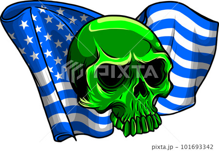 skull usa flag vector illustration on white...のイラスト素材 [101693342] - PIXTA