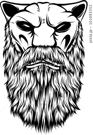 monochrome head of a lion drawn in ink. vector illustration 101693352