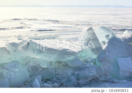Blue Ice Clear Transparent Hummocks on the Frozen Lake Blue Ice Clear Transparent Hummocks on the Frozen Lake 101693651