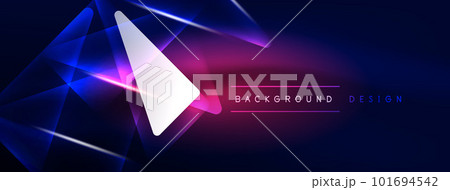 Neon lights hacking geometric background, virtual reality or artificial intelligence concept, cyberpunk geometric template for wallpaper, banner, presentation, background 101694542