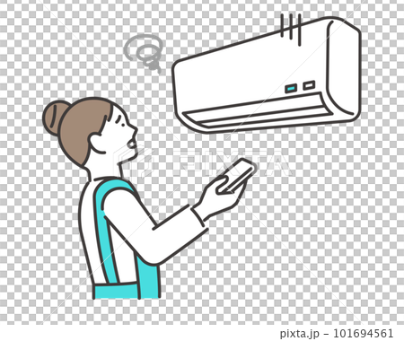 Vector illustration of housewife troubled by air conditioner failure / summer / air conditioning Vector illustration of housewife troubled by air conditioner failure / summer / air conditioning 101694561