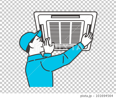 業務用エアコンを取り付ける業者のベクターイラスト素材/会社/天井 業務用エアコンを取り付ける業者のベクターイラスト素材/会社/天井 101694564