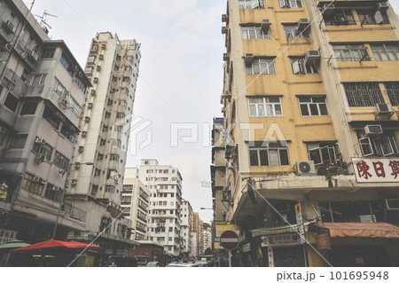 old tenement buildings or tong lau at west of mong kok April 15 2023 101695948