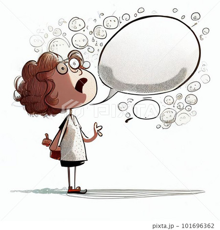 Illustration cartoon with bubble talk for artwork designs Created with Generative AI technology. 101696362