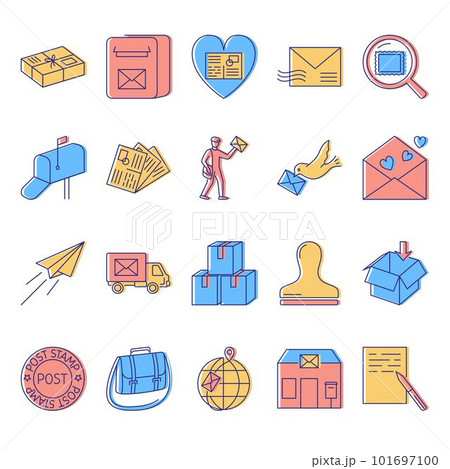 Post service icon set in line style 101697100