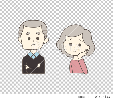 Illustration of a senior couple in trouble 101698133