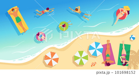 海水浴を楽しむ人々の風景 101698152