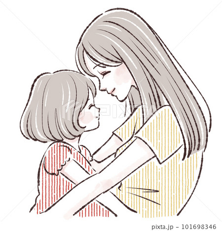 女性, 人物, イラスト, 家族, 女の子, 幸せ, 若い, 愛, 笑顔, 母親, 子供, かわいい 101698346