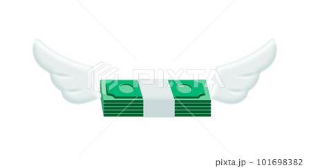 Cash money with wings of bird to fly, 3D paper bank bills flying for payment, investment 101698382