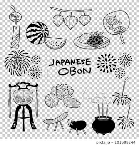 Obon illustration set (line drawing) Obon illustration set (line drawing) 101699244