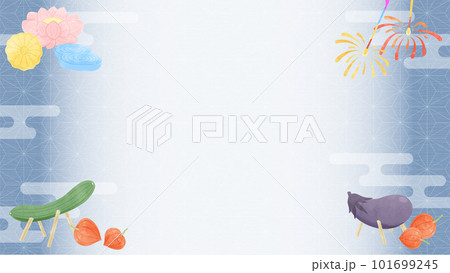 お盆イメージのイラスト入り 和の背景青 HDサイズ お盆イメージのイラスト入り 和の背景青 HDサイズ 101699245