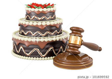 Chocolate Cake with wooden gavel, 3D renderingのイラスト素材 [101699592] - PIXTA