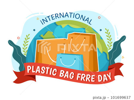 International Plastic Bag Free Day Vector Illustration with Go green, Save Earth and Ocean in Eco Lifestyle Flat Cartoon Hand Drawn Templates 101699637