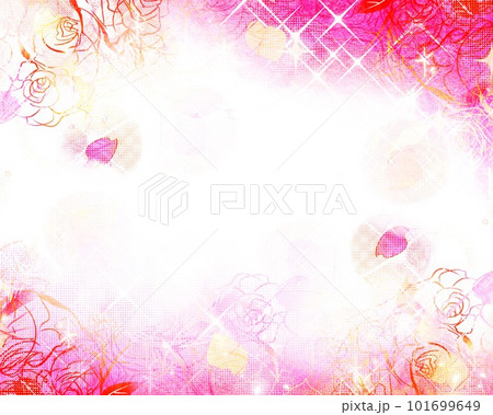 少女漫画キラキラ輝く星々とピンクの薔薇と花びらが舞うペン画カラーイラスト 少女漫画キラキラ輝く星々とピンクの薔薇と花びらが舞うペン画カラーイラスト 101699649