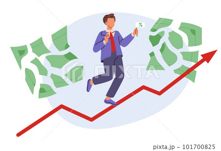 Inflation growing or goes up graph. World economy recession. Price rise, high cost shopping. Interest rate hike. Flat vector illustration Inflation growing or goes up graph. World economy recession. Price rise, high cost shopping. Interest rate hike. Flat vector illustration 101700825