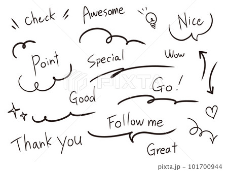 シンプルな手書き文字とふきだしあしらいセット　キャッチPOP用 101700944