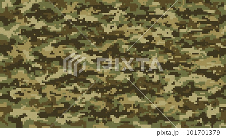 Pixel camo seamless pattern. Green forest camouflage Stock Vector