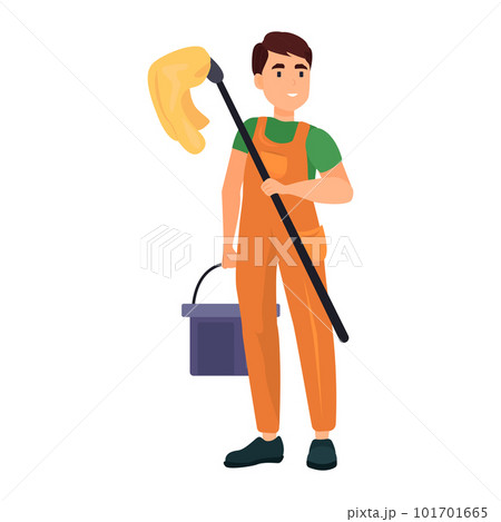 Cleaner illustration in color cartoon style. Editable vector graphic design. 101701665