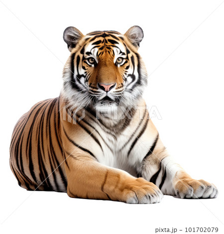 Tiger isolated on white background. Transparent use for T shirt screen, fabric , print, cover, banner and invitation. 101702079