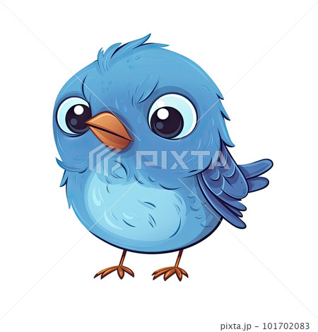 Cute blue bird isolated on white background.のイラスト素材 