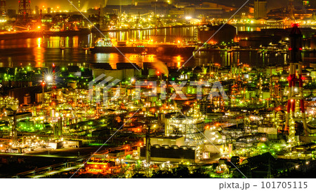 工場夜景(水島コンビナート) 工場夜景(水島コンビナート) 101705115