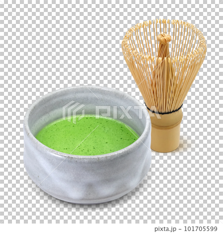 抹茶和茶拂的真實插圖 101705599