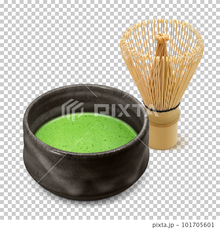 Illustration real of matcha and tea whisk Illustration real of matcha and tea whisk 101705601