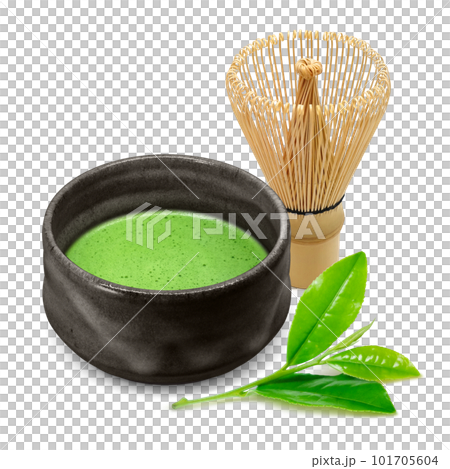 抹茶和茶拂的真實插圖 101705604