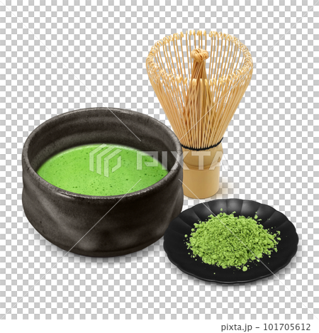 抹茶と茶筅のイラスト リアル 101705612