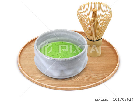抹茶と茶筅のイラスト リアル 101705624
