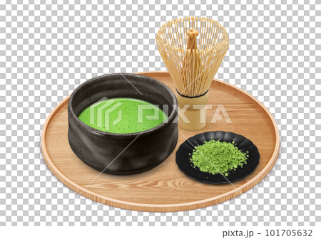 抹茶と茶筅のイラスト リアル 101705632