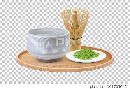 抹茶和茶拂的真實插圖 101705645