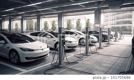 充電スタンドのEVカー:AI作品 充電スタンドのEVカー:AI作品 101705686