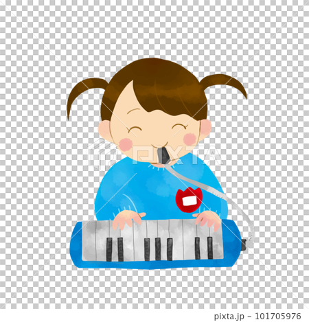 鍵盤ハーモニカを吹く女の子 101705976