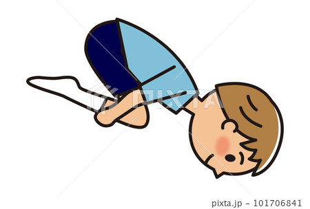 トランポリンをする男子_膝を抱えて回転しながら落ちる トランポリンをする男子_膝を抱えて回転しながら落ちる 101706841