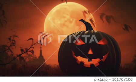 ハロウィンのお化けカボチャの背景　AI画像 101707106