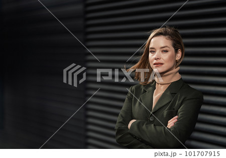 Portrait of young fashionable woman in a city. Portrait of young fashionable woman in a city. 101707915