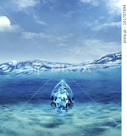 Blue cut diamond under sea ocean 101707994