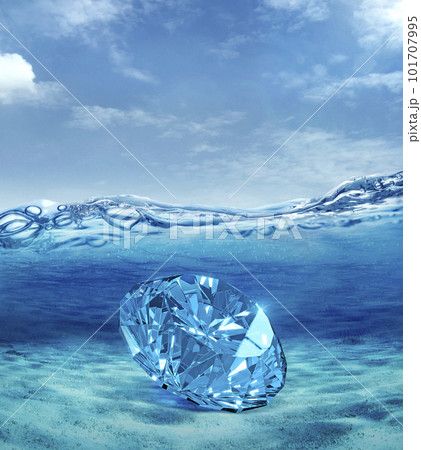 Blue cut diamond under sea ocean 101707995