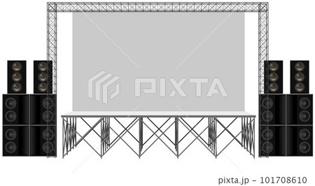 white stage and speaker with spotlight on the truss system on the white background 101708610