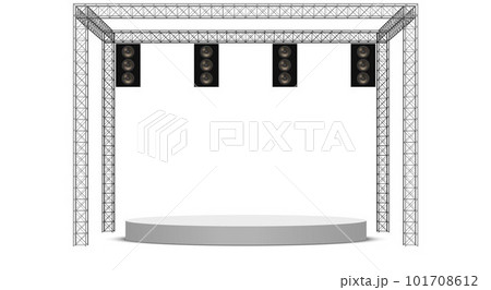 white stage and speaker with spotlight on the truss system on the white background 101708612