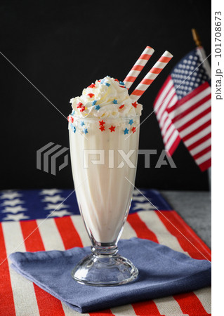 Vanilla milkshake for Patriotic Independence Day in USA. Vanilla milkshake for Patriotic Independence Day in USA. 101708673