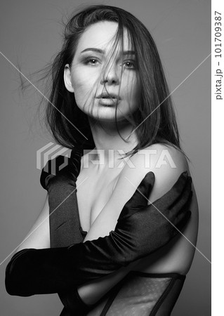 Black and white portrait of sexy Beautiful young Woman Black and white portrait of sexy Beautiful young Woman 101709387