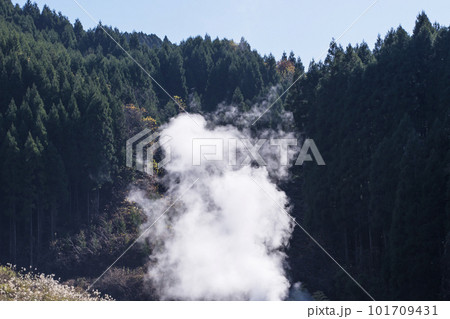 吹き出す水蒸気　地熱エネルギー　再生可能エネルギー　イメージ素材　 101709431
