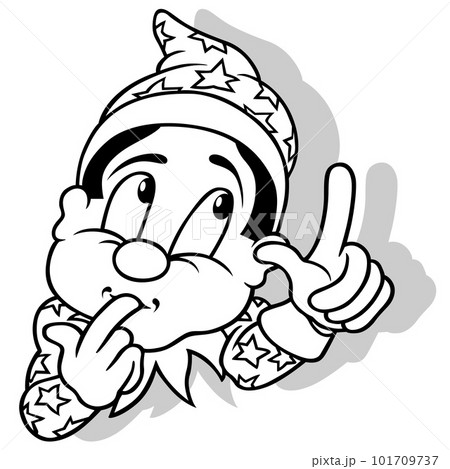 Drawing of a Magician Pointing a Finger 101709737