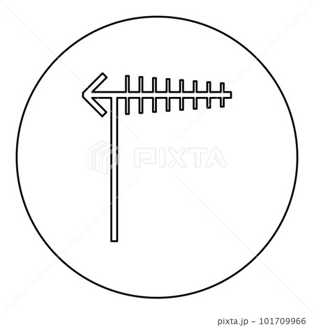 TV antenna Television aerials broadcast concept telecommunication icon in circle round black color vector illustration image outline contour line thin style 101709966