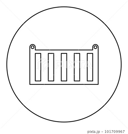 Cargo container shipping shipment storage transport goods products freight box icon in circle round black color vector illustration image outline contour line thin style 101709967